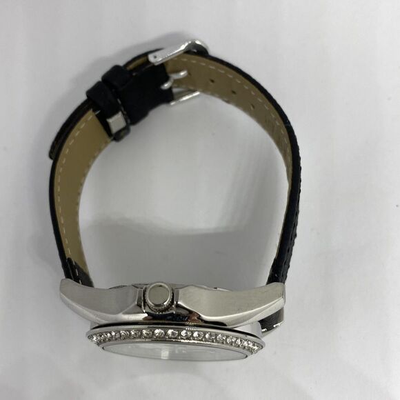 Fossil ES2203 Women's Black Leather Analog Silver Dial Quartz Wrist Watch EY731 - Picture 8 of 12